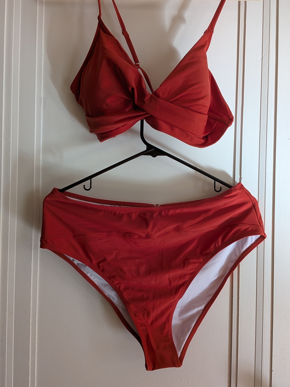 Cupshe Women's Twist Front Red Bikini Set